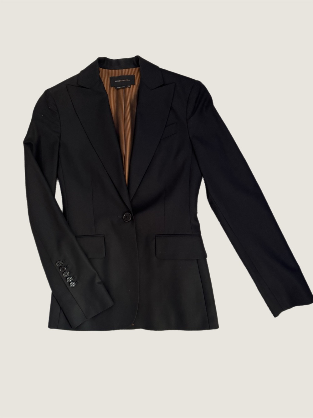 BCBG Maxazria Women’s Tailored Wood Suiting Blazer in Black XXS